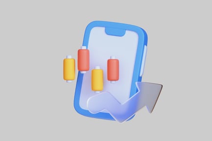 Visualização: Aplicativo para smartphone do mercado de ações em ascensão