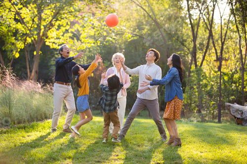 Preview: Happy Chinese family having fun in park