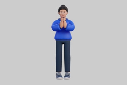 Preview: Cartoon boy praying animation asset