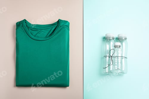 Preview: Green T-Shirt and Recycled Water Bottles Concept