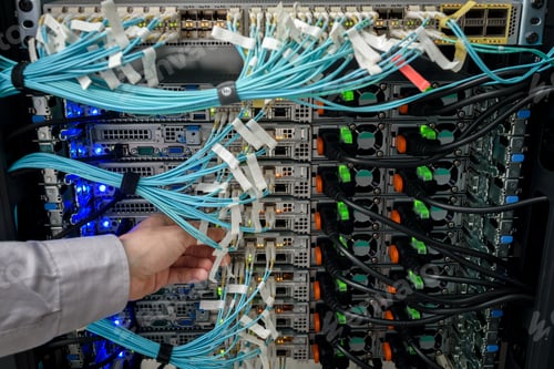 Preview: Man data center technician performing server maintenance