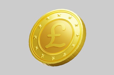 Preview: Golden pound coin with stars