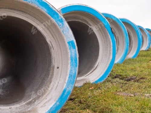 Preview: Row of concrete construction pipes