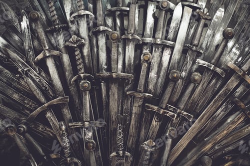 Preview: Metal knight swords background. Close up. The concept Knights.