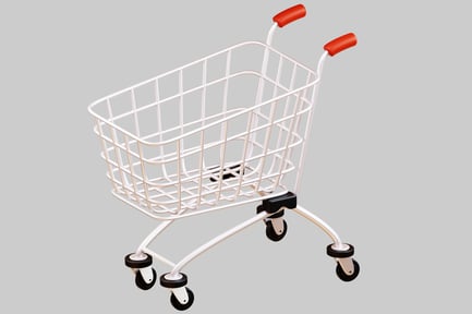 Preview: White Shopping Cart with Red Handle