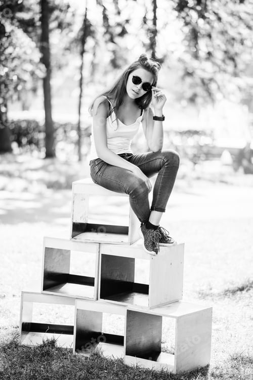 Preview: Close-up portrait of a fantastic young model girl