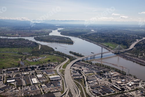 Preview: Aerial view of Port Mann Bridge over Fraser River