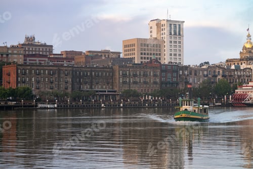 Preview: An Empty Ferry Boat Moves on Schedule Crossing the River in Savannah