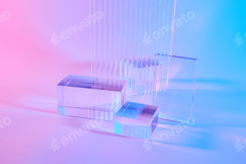Preview: Product background podium glass display background, Transparent glass product display background