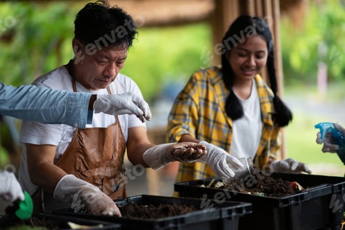 Preview: Children and teacher learning plant fruit and vegetable agriculture laughing scary earthworm