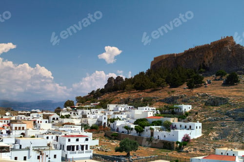 Preview: Lindos with the castle above on the Greek Island of Rhodes