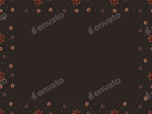 Preview: top view of frame made from coffee beans and anise stars isolated on brown
