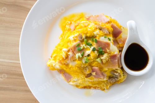 Egg and Ham Dish with Sauce