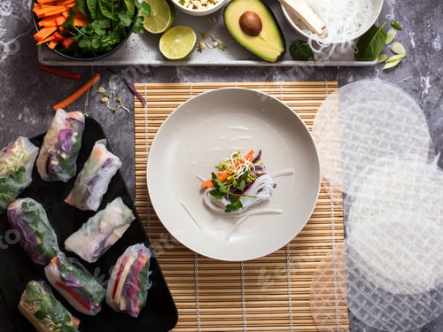 Preview: Summer or Spring Rolls with Rice Noodles, Vegan Snack