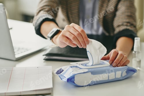 Preview: Using wet wipe at workplace