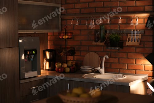 Preview: Modern kitchen interior setting. Idea for home design
