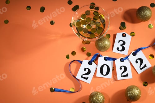 Preview: Concept of Change of year 2022 and 2023, space for text