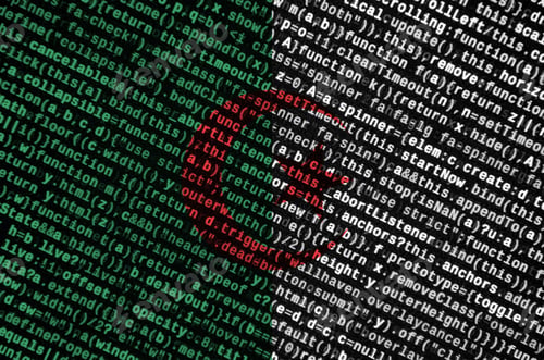 Preview: Algeria flag is depicted on the screen with the program code