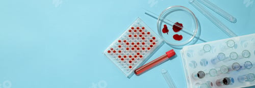 Preview: Concept of science and research with laboratory accessories, top view