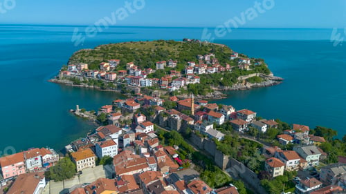 Preview: Aerial view of Amasra district of Bartin province of Turkey via drone.