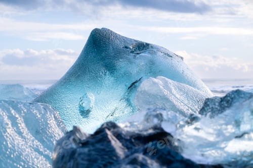 Preview: Ice as a background. Vatnajokull National Park. View of the ice lagoon. Winter landscapes in Iceland