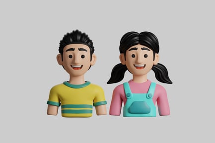Preview: Cartoon boy and girl