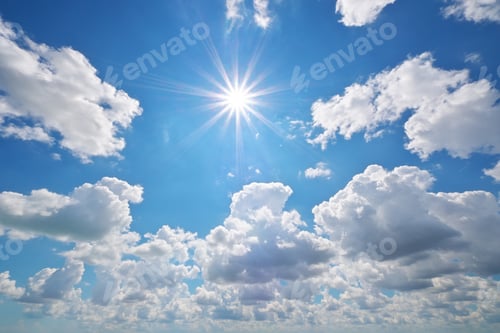 Preview: Blue Sky with Clouds and Shining Sun