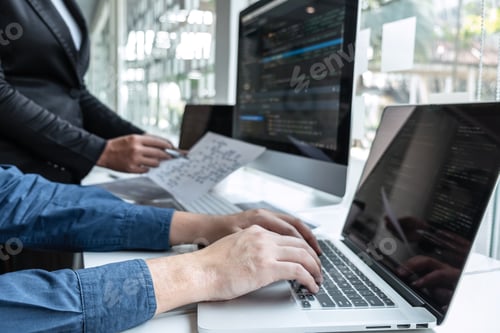 Preview: Professional Team of programmer working on project in software development computer in IT company