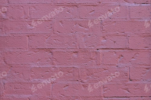 Preview: Pink brick painted wall textured background close-up.