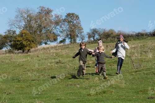 Preview: Children running in countryside