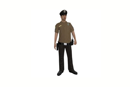 Preview: Police officer in khaki uniform with walkie-talkie