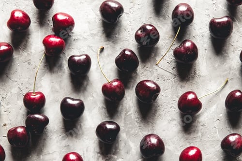 Preview: Sweet organic berries on a light concrete background. Top view with copy space.