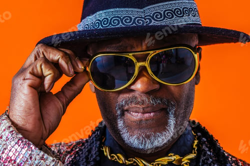 Preview: Cool senior man with fashionable outfit portrait