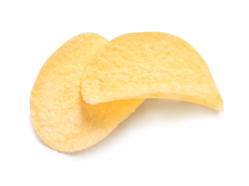Preview: Tasty crispy potato chips on white background