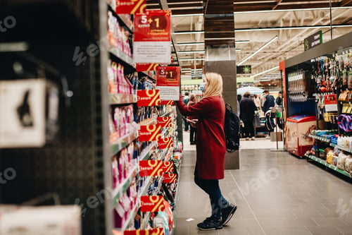 Preview: people shopping in a retail store wearing masks from coronavirus protection