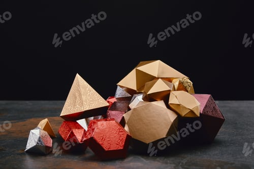 Preview: beautiful shiny faceted minerals on black background