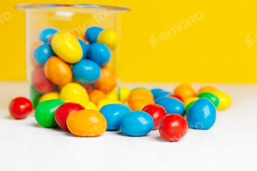 Preview: Bottles with sweet candies on table creative photo