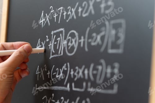 Preview: Algebra mathematic formula written on chalkboard