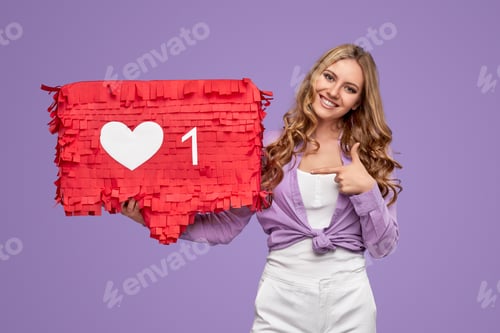 Preview: Happy woman representing social media