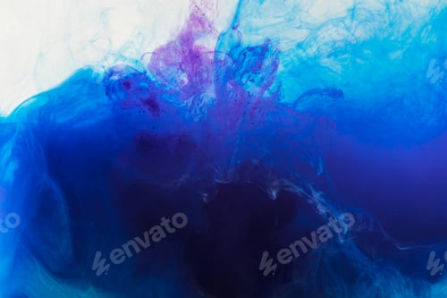 Preview: abstract background with flowing blue and purple paint in water