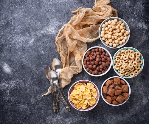 Preview: Selection of various corn flakes for breakfast