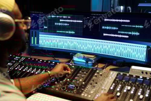 Preview: Man Working in Professional Music Editing Studio