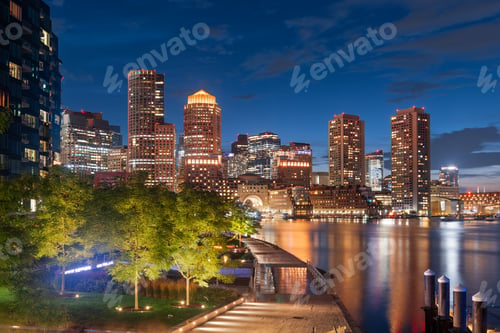 Preview: Boston, Massachusetts, USA Downtown City Skyline and Pier
