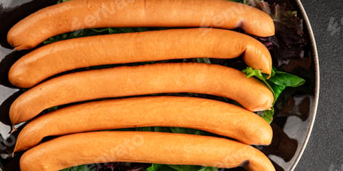 Preview: Sausages poultry meat chicken or turkey tasty snack fresh delicious gourmet food background