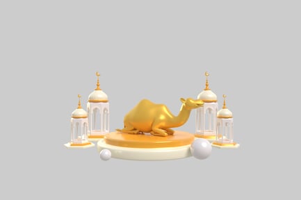 Preview: Golden camel with lanterns display