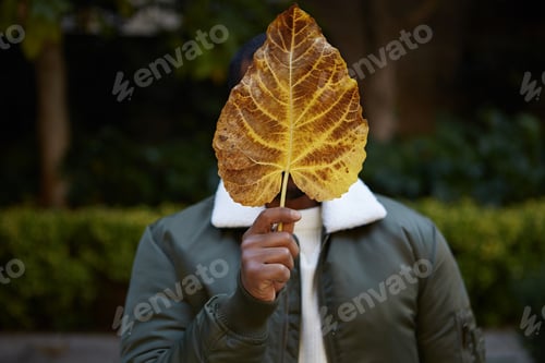 Preview: Portrait of Happy cute young African-American hipster in formal green jacket