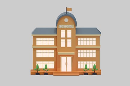 Preview: School Building Illustration Topped with a Clock