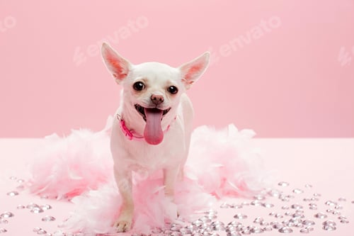 Preview: Chihuahua with jewels and feather boa