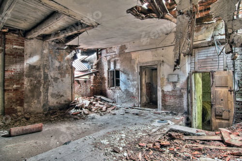 Preview: Interior of the old, abandoned and crumbling building