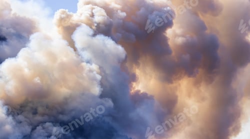 Preview: BC Forest Fire and Smoke over the mountain near Hope during a hot sunny summer day.